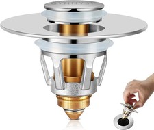 Bathroom Sink Stopper with Hair Catcher Universal Pop-Up Drain Strainer for