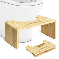 Wooden Toilet Step Stool for Adults - 7 Inches Bathroom Foot Stool for Squatt...