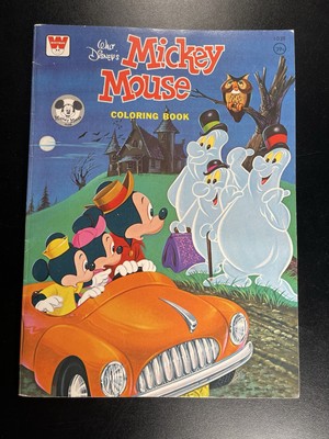 1975 Mickey Mouse Haunted House Bank Robbers Disney coloring book vintage USA