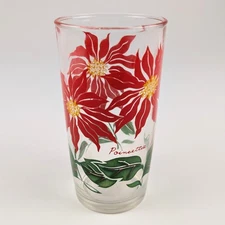 Boscul Peanut Butter Glass 5-Inch Tumbler Poinsettia MCM Vintage