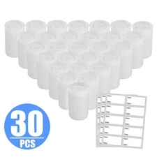 30x White Empty Bottle with Stickers for 35/35Mm Film Cans Canisters Containers