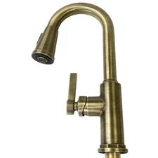 Signature Hardware 485504 Greyfield Pull Down Bar Faucet - Aged Brass *READ