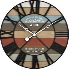 FirsTime & Co.® Colorful Maritime Farmhouse Planks Clock, American Crafted,