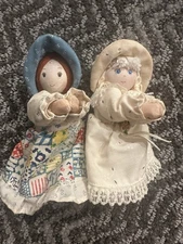 2 Vintage American Greetings Amtoy Mini Hugger Dolls 4.5”