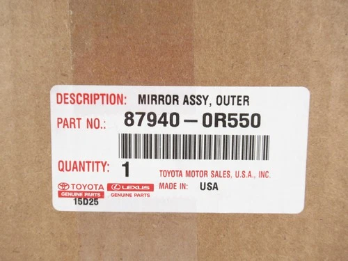 Genuine OEM Toyota 87940-0R550 Driver LH Side Mirror Assy 2019-2025 RAV4