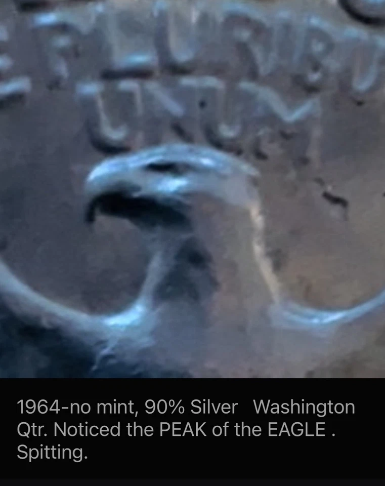 1964 - No mint Silver Washington Qtr. Good condition,Spitting Eagle . Doubling - Image 3 of 4