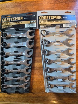 Craftsman Professional 9-44101, 7 PC Short Stubby Combination Wrench Set SAE USA