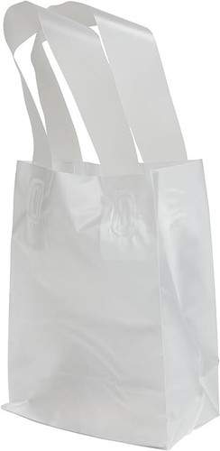Bags Plastic Clear 750 Frosty Medium Gift Shopping Frosted Cub 8” x 5" x 10” H - Picture 5 of 7