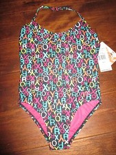 NEW ROXY SWIMSUIT 1 PC 44 Retail GIRLS 4 Black Multicolor