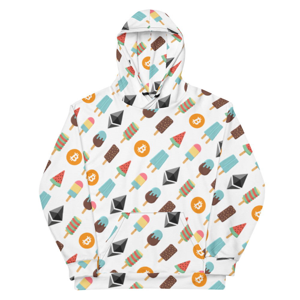 Bitcoin Ethereum Ice Cream Popsicle Pattern All-Over-Print Unisex Hoodie  FREE US