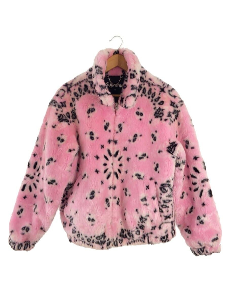 Supreme Bandana Faux Fur Bomber Jacket Pink Black Acrylic Supreme Bandana Faux Fur Bomber Jacket Pink Black Acrylic