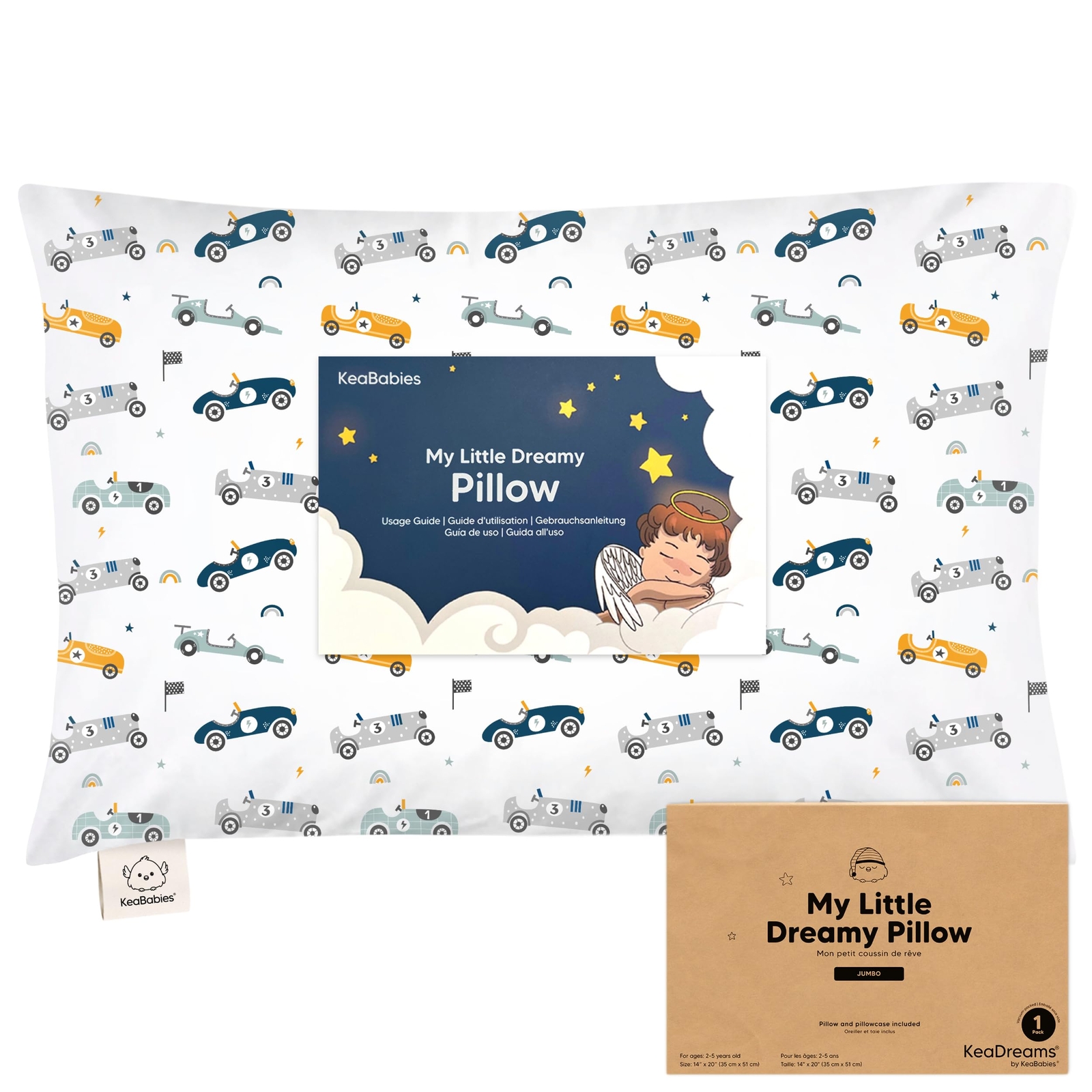 KeaBabies Toddler Pillow with Pillowcase, Jumbo 14X20 - Soft Organic Cotton T