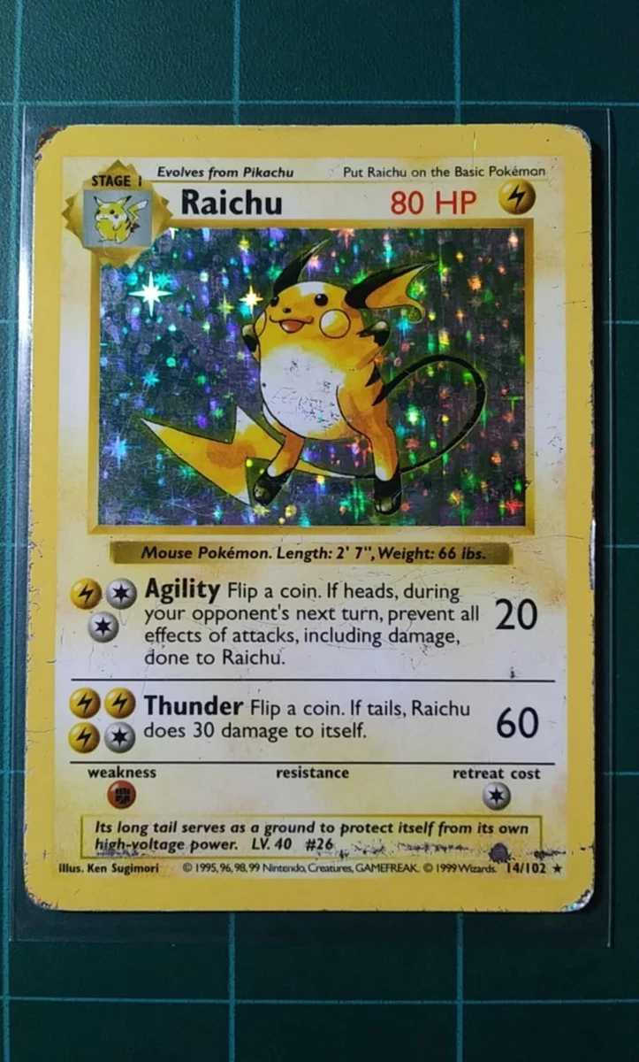 Raichu Pokémon TCG Shadowless Individual Collectible Card Game