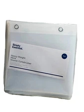 New Simply Essential light Weight PEVA Stall Shower Curtain Liner White 54"x 78"
