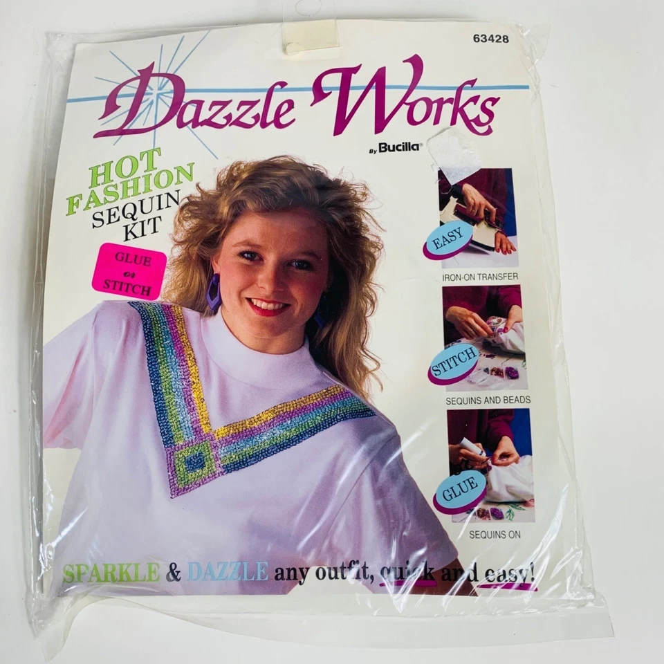 Kit de lentejuelas de moda Dazzle Works años 90 adornos retro artesanía de colección brillante Foto 4 de 4