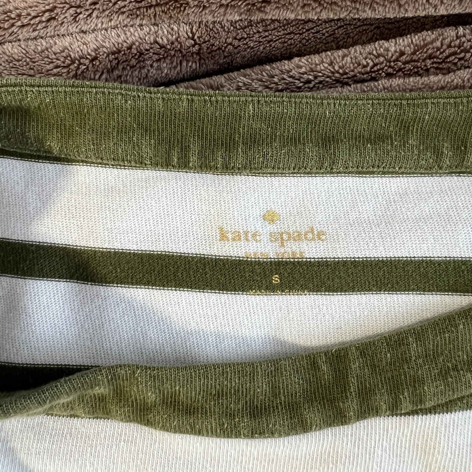 Abito Kate Spade Havana taglia small verde oliva a righe 3 4 maniche 100% cotone