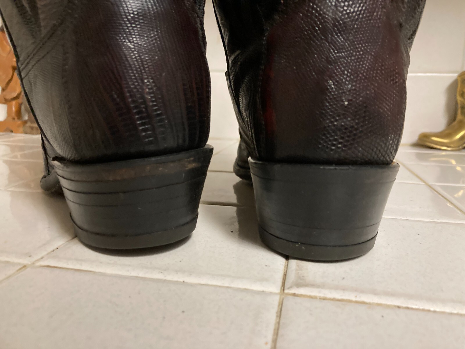 DAN POST BLACK CHERRY LIZARD LEATHER WESTERN COWB… - image 8