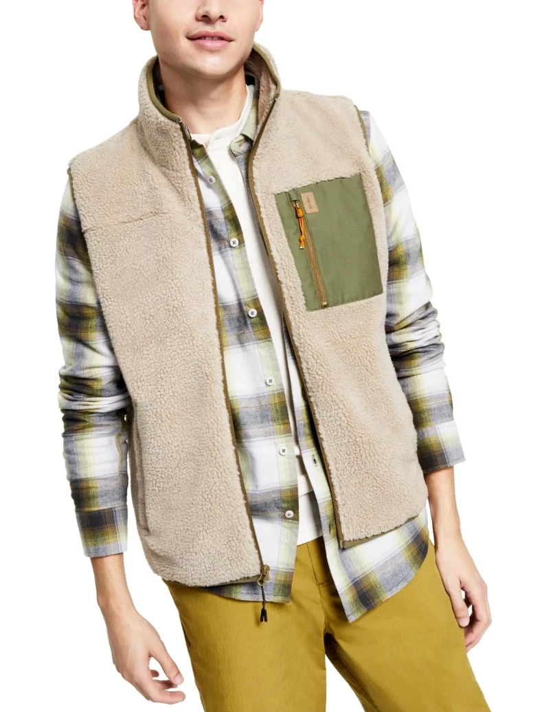 NEW W TAGS Bass Outdoor Men's Faux Fur Warm Outerwear Vest Brown Size Small