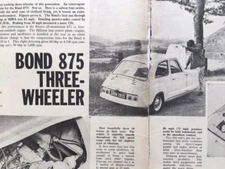 BOND 875 3-WHEELER - 4 PAGE ORIGINAL 1966 ROAD TEST