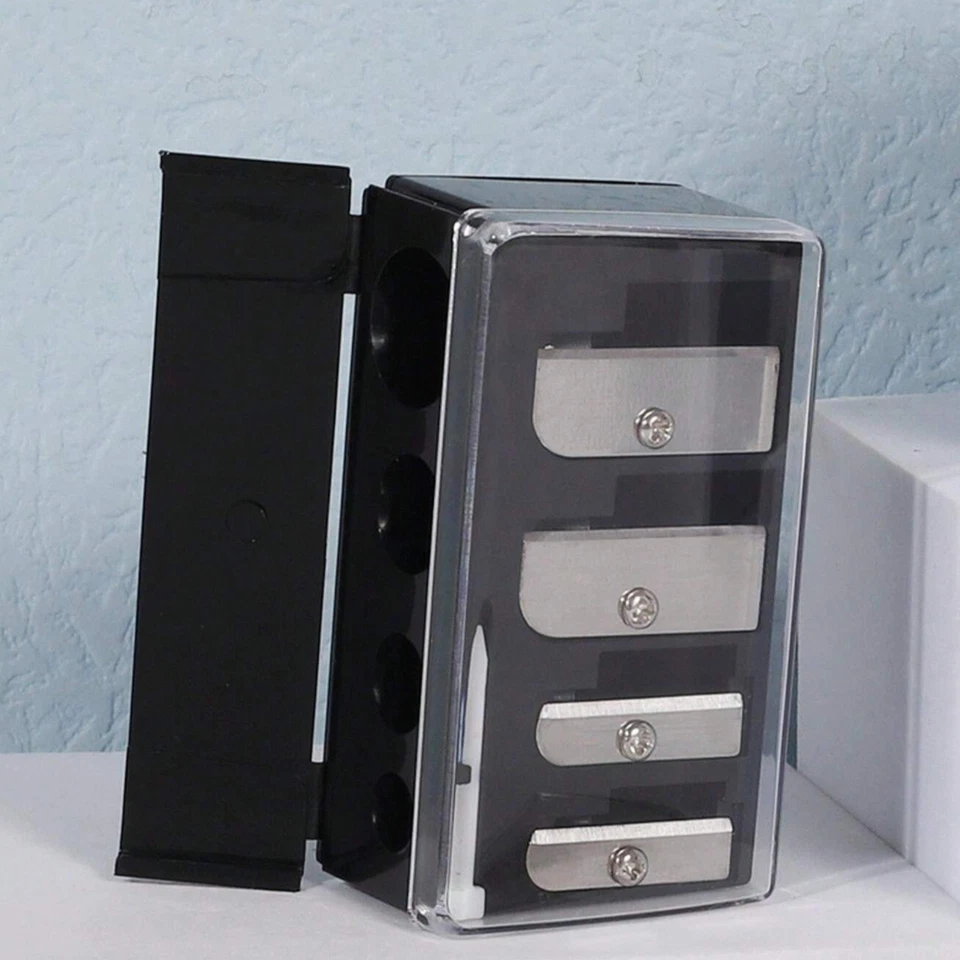 Black 4-Hole Eyeliner & Eyebrow Pen Sharpener - Multi-Functional Rolling Tool - Image 4 of 4