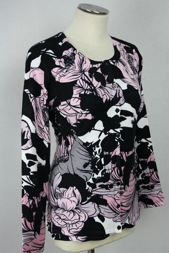 Ladies' twin set sweater + cardigan floral viscose Ovanti sizes 38,40,42