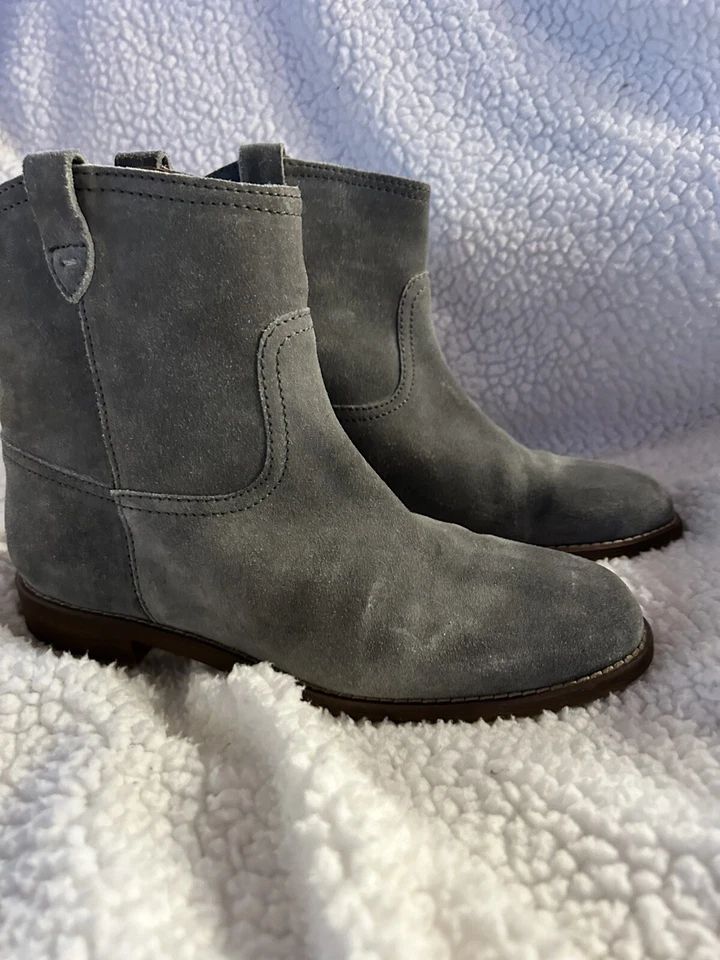 Madewell Otis Botas Botines Mujer’s Talla 7 US Gris Gamuza Pull Up Cuero B1200 Foto 2 de 4