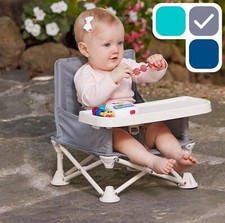 hiccapop OmniBoost Travel Booster Seat with Tray for Baby Gray