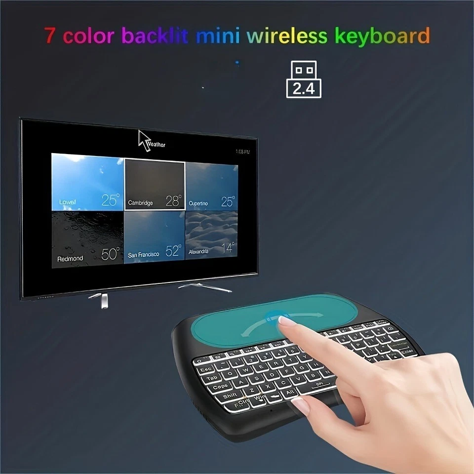 7-Color LED Backlight Ergonomic Dual-Mode Wireless Mini Keyboard with Touchpad - Image 3 of 4