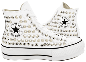 converse platform bianche borchie