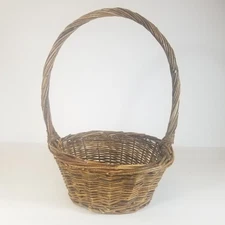 Small Handwoven Wicker Basket with Swing Handle