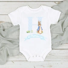 Blue Spotty Rabbit Initial Babygrow/Vest