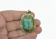 Rare pendentif scarabée égyptien ancien pour la protection de la mythologie é...