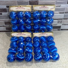 12 Vintage Satin Christmas Ornaments Royal Blue 2" Merri-Craft USA New