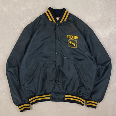 Vintage 90s Trenton Pal Bomber Jacket 2XL Made in USA Men's Navy Blue Varsity
