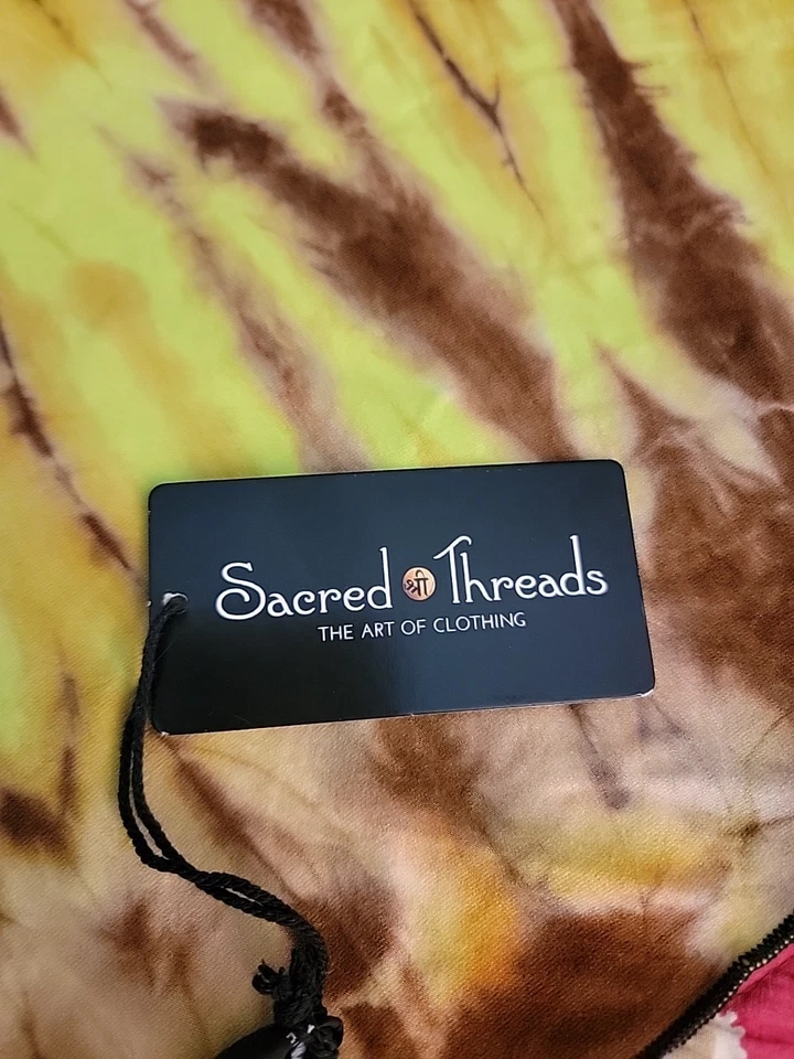 Sacred Threads Tie Dye Scarf New 15" X 68 L New Hippie Boho Festival - Image 4 of 4