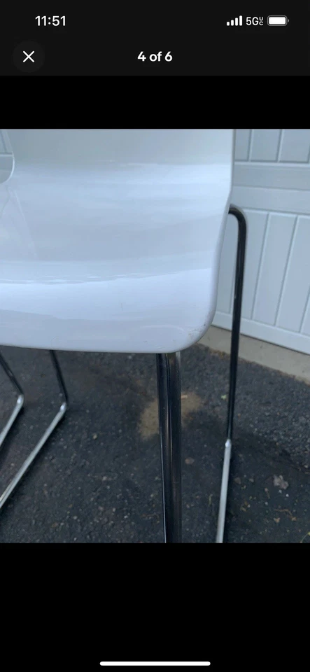 IKEA GLENN Bar stool, counter height white/chrome plated, 26 " - Image 4 of 4