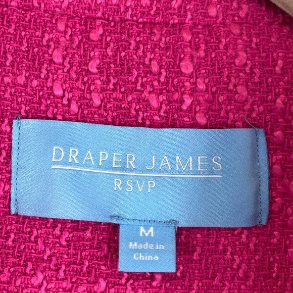 Blazer de tweed Draper James talla 12 RSVP rosa intenso cirujanos puño solapas con muescas Foto 2 de 4