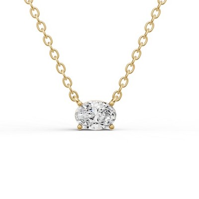 14K Gelbgold 0,25 kt im Labor gezüchteter schwimmender ovaler Diamant Solitär Anhänger