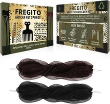 African Net Sponge Authentic, 2 Pack Shower Loofah Exfoliating Net Sponge with