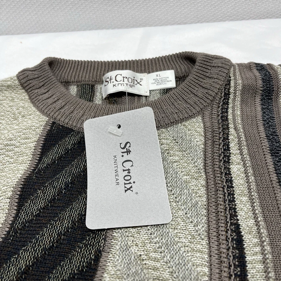 NEW Vintage St. Croix Knit 3D Knit Grandpa Sweater XL Crewneck Abstract Cosby - Image 2 of 4