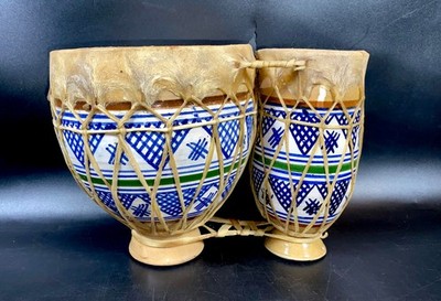 Vintage Moroccan Clay Darbouka Tam Tam Drum 6'' Tall ~ Percussion Instrument