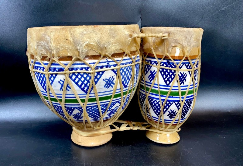 Vintage Moroccan Clay Darbouka Tam Tam Drum 6" Tall ~ Percussion Instrument