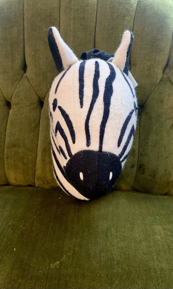 Pier One Imports Plush Zebra Head Wall Hanger 7.5" * Kids Room/Nursery Decor - Image 3 of 4