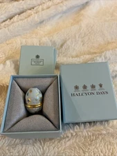 Halcyon Days Enamel Trinket Box Egg Design in Gift Box with stars