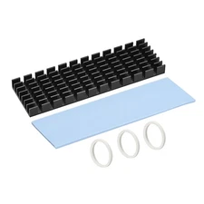 M.2 Aluminum Heatsink Kit 70x22x6mm Slotted Design Black w Silicone Thermal Pads