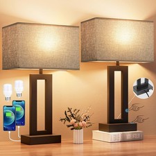 Seealle Nightstand Table Lamps for Bedrooms Set Medium(19.6in), B. Grey&Black 
