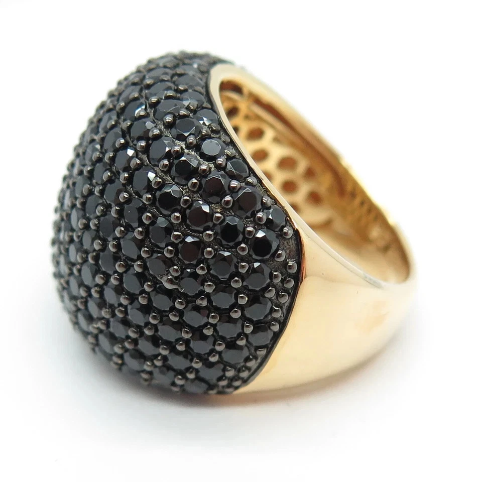 2ct Round Cut Simulated Black Onyx Pinky/Dome Band Ring 14k Yellow Gold Plated - Image 2 of 4