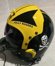 HGU-33 JOLLY ROGERS BLACK FIGHTER PILOT HELMET REPLICA+BADGE(MASK NOT INCLUDE)