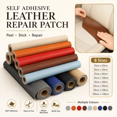 Self Adhesive Leather Repair Patch Tape PU Sofa Car Seat Furniture Fix Roll UK - Image 1 of 4