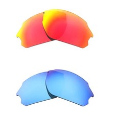 Walleva Fire Red Ice Blue Polarized Lenses For Smith Optics Parallel D-Max